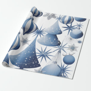 Blue And White Christmas Pattern Wrapping Paper