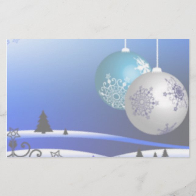 Blue and White Christmas Stationery (Front)
