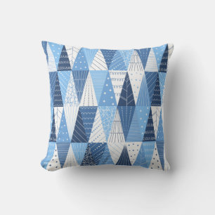 Blue and White Christmas Trees Cushion