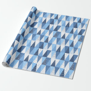 Blue and White Christmas Trees Wrapping Paper