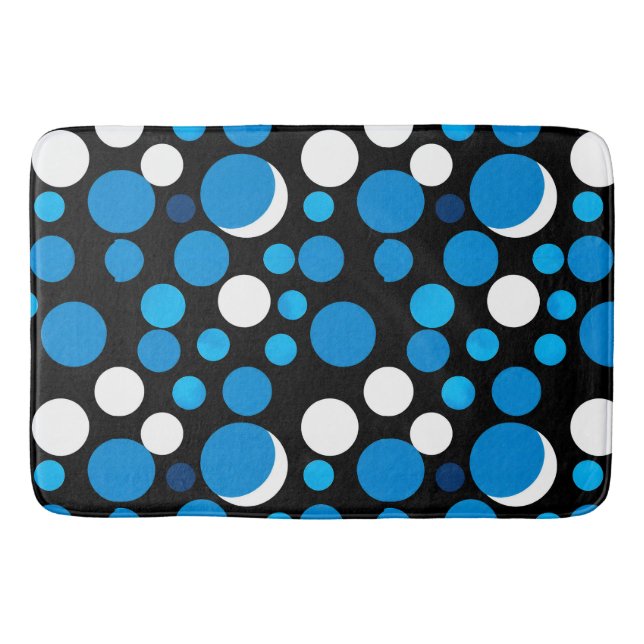 Blue and White Circles Pattern Bath Mat (Front)
