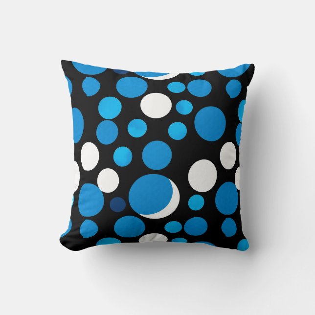 Blue and White Circles Pattern Cushion (Front)