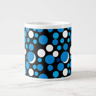 Blue and White Circles Pattern Large Coffee Mug