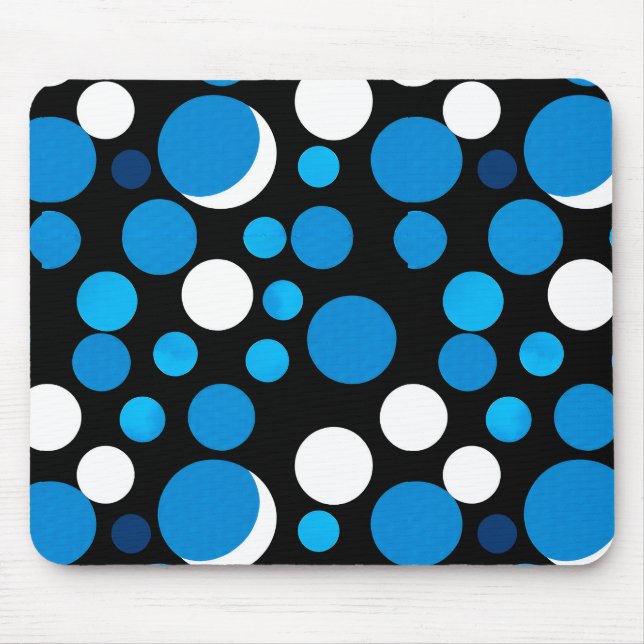Blue and White Circles Pattern Mouse Mat (Front)