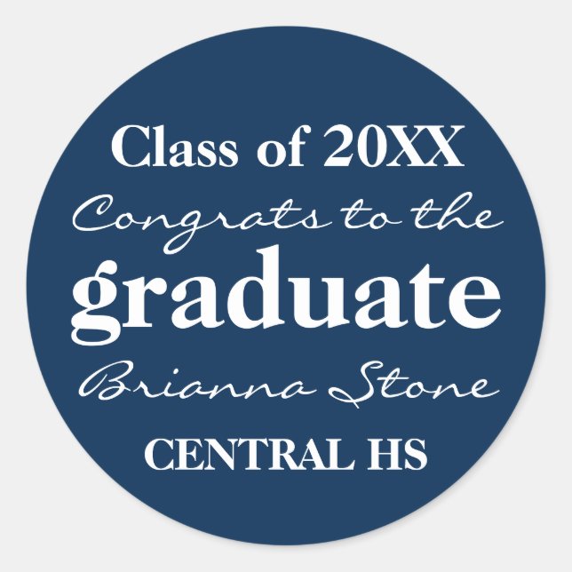 Blue and White Class of 2018 Graduation Sticker (Front)