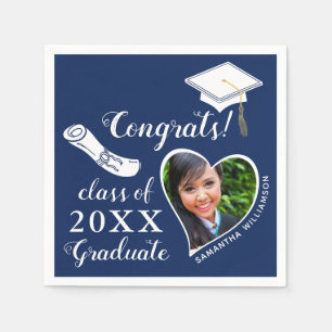 Blue and White Class of 2024 Graduate Graduation Napkin