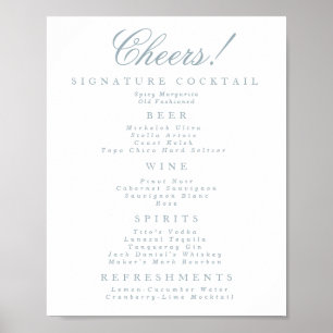 Blue and White Classic Bar Menu Poster