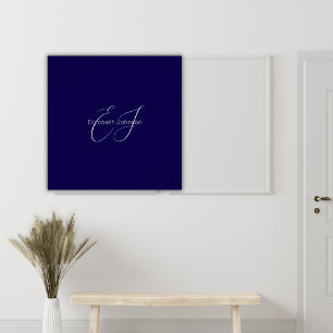 blue and white classic minimalist name customised poster