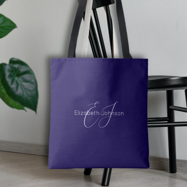 blue and white classic minimalist name customised tote bag (Creator Uploaded)