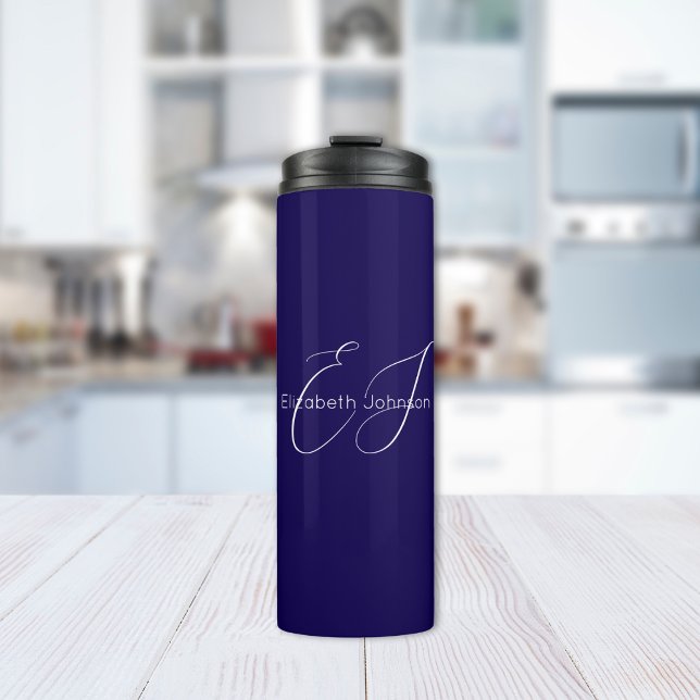 blue and white classic name customised thermal tumbler (Creator Uploaded)