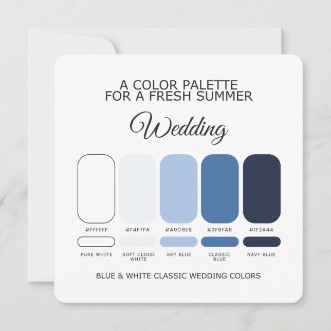 Blue and White Classic Wedding Colour Palette Card (Front)