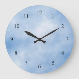Blue and White Cloudy Day  Kitchen Wall Clock