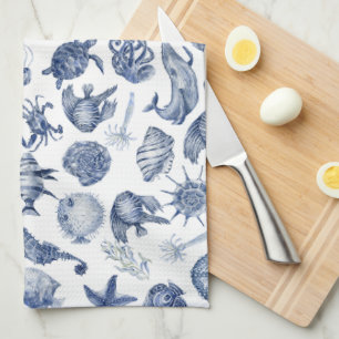 Blue and White Coastal Kitchen Towel