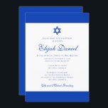 Blue and White | Colours of Israel Bar Mitzvah Invitation<br><div class="desc">Composed of elegant script and serif typography; All against a backdrop of blue and white background. 

This is designed by Select Party Supplies,  exclusive for Zazzle.

Available here:
http://www.zazzle.com/selectpartysupplies</div>