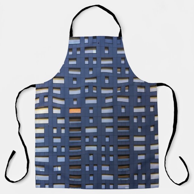 Blue and white concrete building apron (Front)
