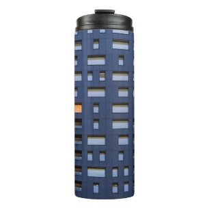 Blue and white concrete building thermal tumbler