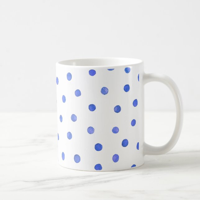 Blue and White Confetti Dots Pattern Coffee Mug (Right)