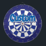 Blue and White Cool Personalised Text Dartboard<br><div class="desc">Personalise with your custom text!  Blue and White Coloured Dart Board Game Including 6 Brass Darts</div>