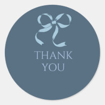 Blue and White Coquette Bow Thank You