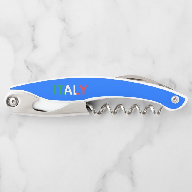 Blue and White Corkscrew Bottle Opener (Front)