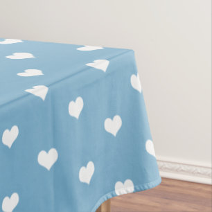 Blue and White Country Kitchen Traditional Hearts Tablecloth
