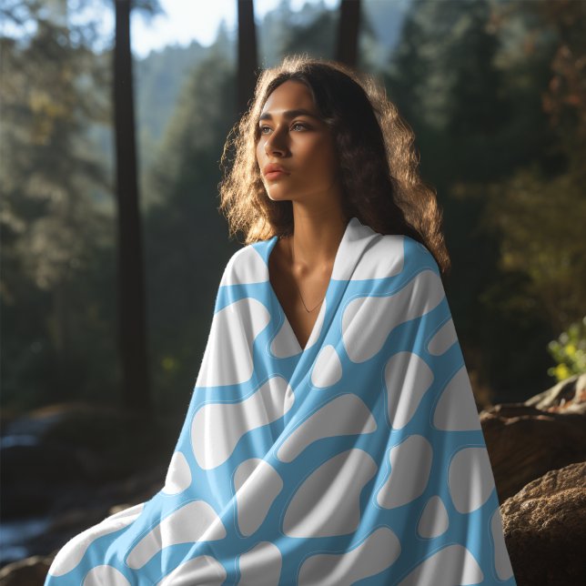 Blue and white Cow Print Aesthetic Fleece Blanket (Creator Uploaded)