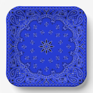 Blue and White Cowboy Bandanna Paper Plate