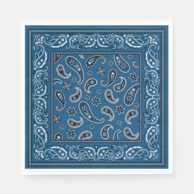 Blue and White Cowboy  Napkin (Front)