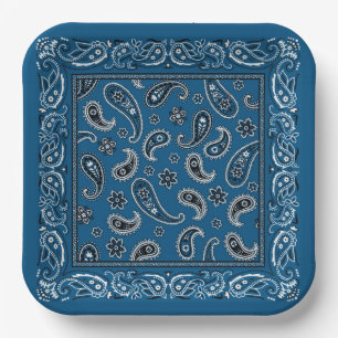 Blue and White Cowboy Paper Plate