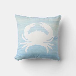Blue and White Crab Beach Pillow