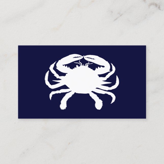 Blue and White Crab Shape Business Card (Front)