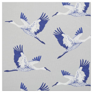 Blue and white cranes fabric