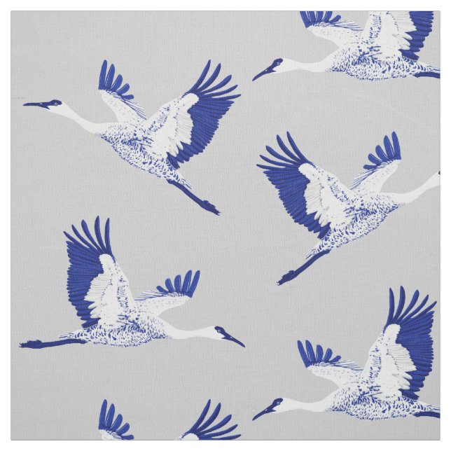 Blue and white cranes fabric (Swatch)