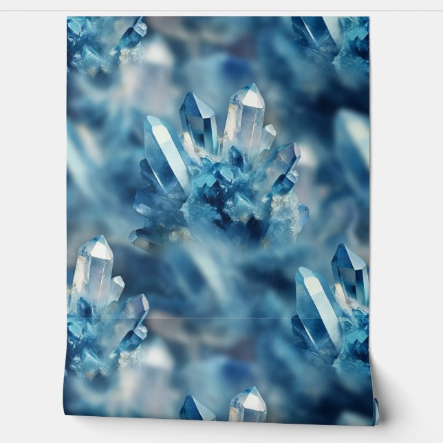 Blue and White Crystal Rock Wallpaper (Unrolling)