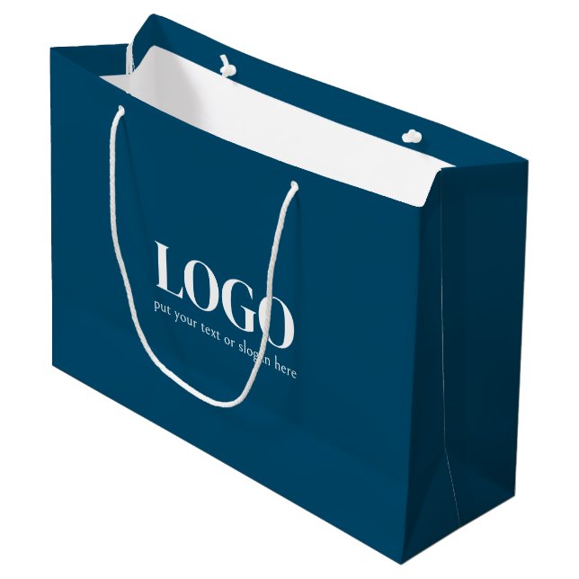 Blue And White Custom Business Large Gift Bag (Front Angled)