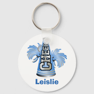 Blue and White Custom Cheerleader KeyChain