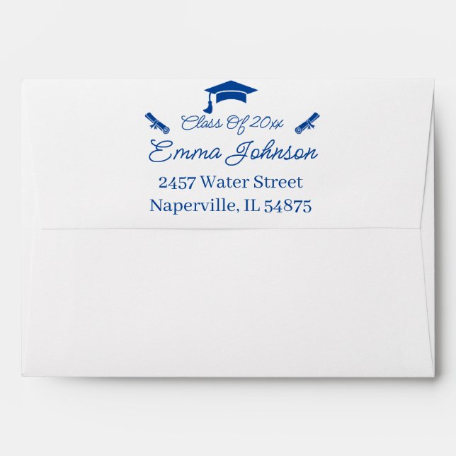 Blue And White Custom Graduation Envelope (Back (Top Flap))