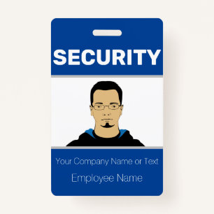 Blue and White Custom Photo Security Guard ID ID Badge