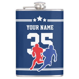 Blue and white customisable football team colours hip flask