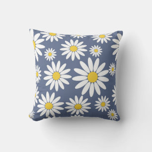 Blue and White Daisy Cushion