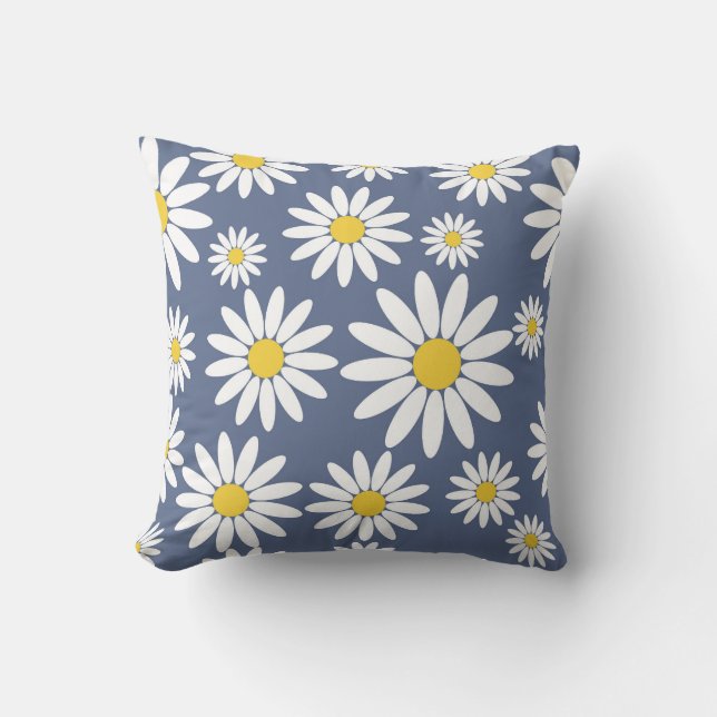 Blue and White Daisy Cushion (Front)