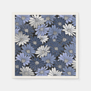 Blue and White Daisy Pattern Napkin