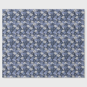 Blue and white daisy pattern wrapping paper