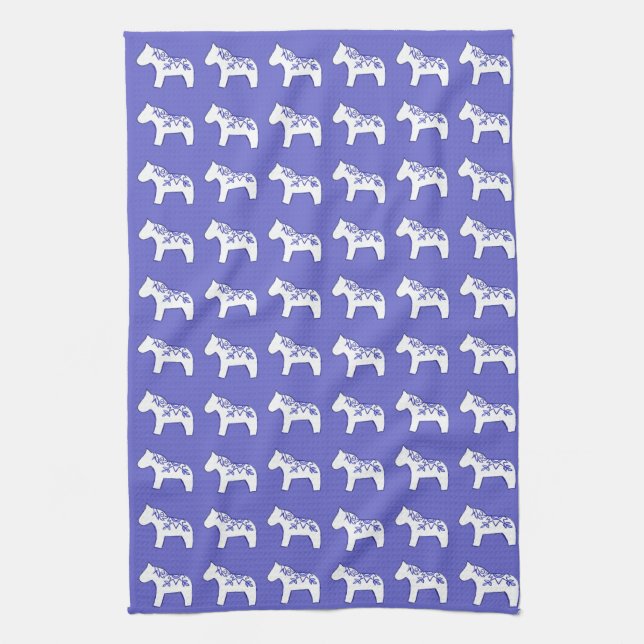 Blue and White Dala Horse  Kitchen towel (Vertical)