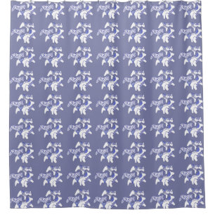 Blue and White Dala Horse Shower Curtain