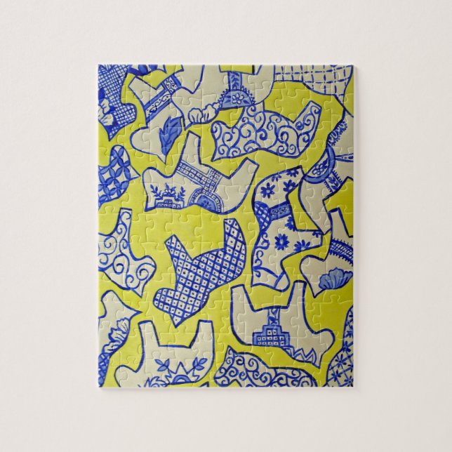 Blue and White Dala Horses Puzzle (Vertical)