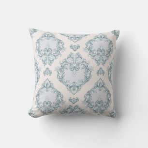 Blue and White  Damask floral Cushion