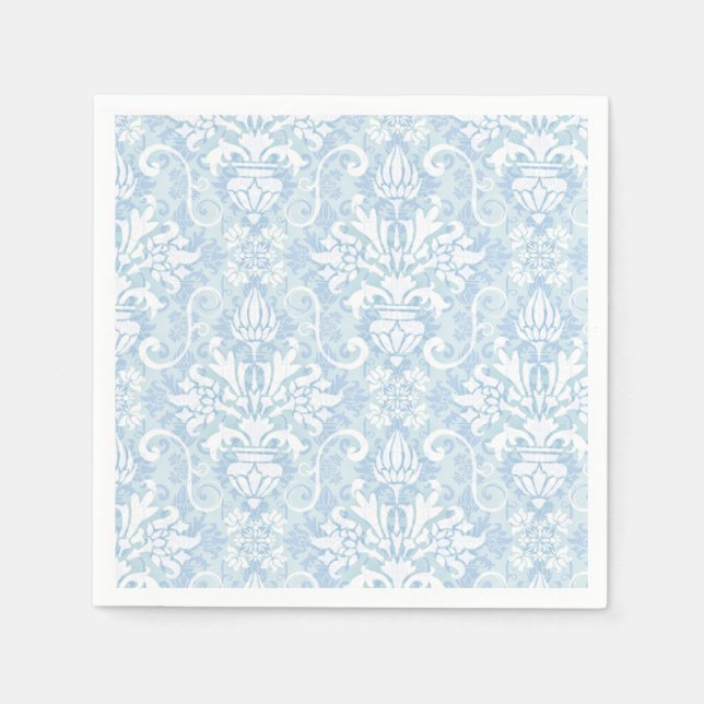 Blue and White Damask Napkin (Front)