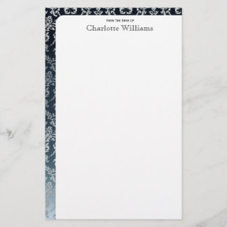 Blue and White Damask Stationery