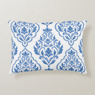Blue and white damask vintage seamless pattern. Vi Decorative Cushion